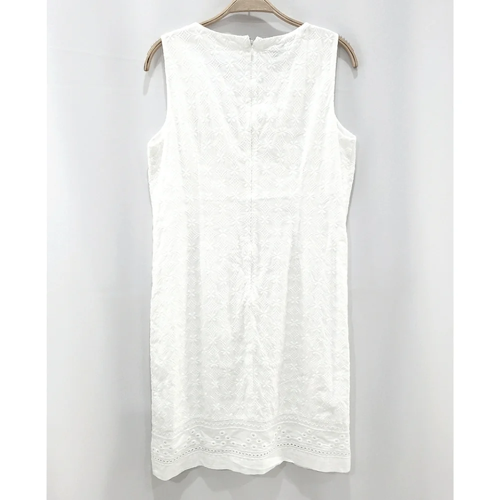 NEW Talbots Embroidered Eyelet Sheath Sleeveless White Dress sz 6P - Picture 9 of 16